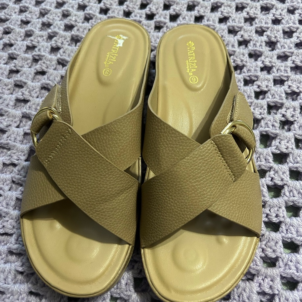 Tan Slip-On Sandals